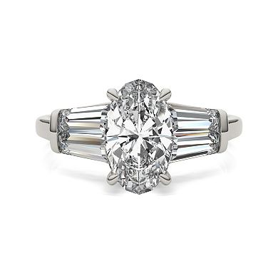 Charles & Colvard 14k White Gold 3 1/2 Carat T.W. Lab-Created Moissanite Elongated Oval Engagement Ring