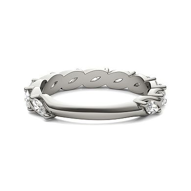 Charles & Colvard 14k Gold 3/4 Carat T.W. Lab-Created Moissanite Marquise Twisted Band