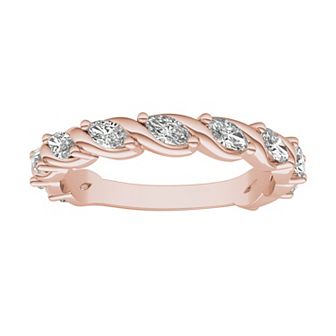 Charles & Colvard 14k Gold 3/4 Carat T.W. Lab-Created Moissanite Marquise Twisted Band