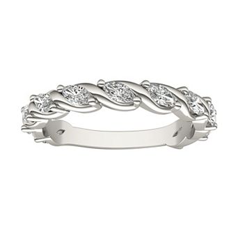 Charles & Colvard 14k Gold 3/4 Carat T.W. Lab-Created Moissanite Marquise Twisted Band