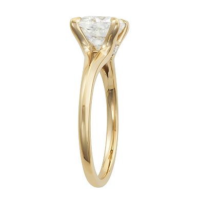 Charles & Colvard 14k Gold 2 Carat T.W. Cushion Lab-Created Moissanite Solitaire Ring