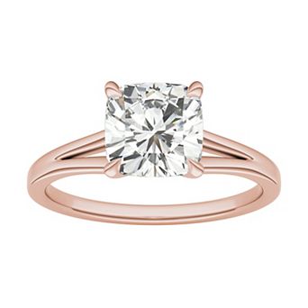 Charles & Colvard 14k Gold 2 Carat T.W. Cushion Lab-Created Moissanite Solitaire Ring