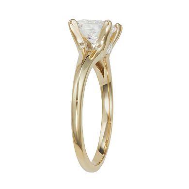Charles & Colvard 14k Gold 1 1/4 Carat T.W. Princess Cut Lab-Created Moissanite Solitaire Engagement Ring