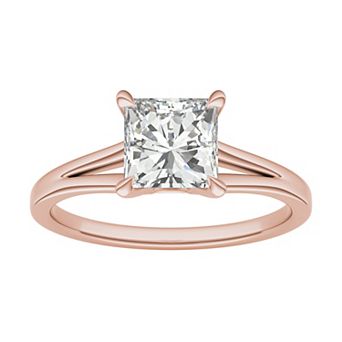 Charles & Colvard 14k Gold 1 1/4 Carat T.W. Princess Cut Lab-Created Moissanite Solitaire Engagement Ring