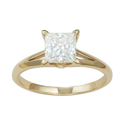 Charles Colvard 14k Gold 1 1 4 Carat T.W. Princess Cut Lab Created Moissanite Solitaire Engagement Ring