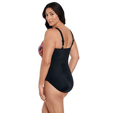 Women's Great Lengths Long Torso D-Cup Print Halter One-Piece Swimsuit