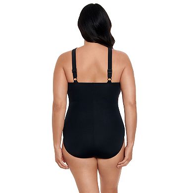 Women's Great Lengths Long Torso D-Cup Print Halter One-Piece Swimsuit