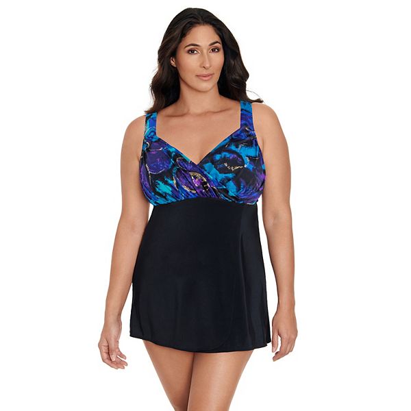 Women's Great Lengths D-Cup Long Torso Surplice One-Piece Swimdress