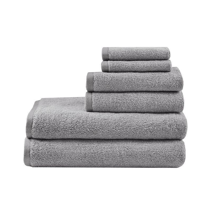 Woolrich Marle Cotton Dobby Yarn Dyed 6-Piece Towel Set, Grey, 6 Pc Set
