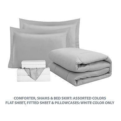 Swift Home Complete Comforter Set with Sheets and Bed Skirt