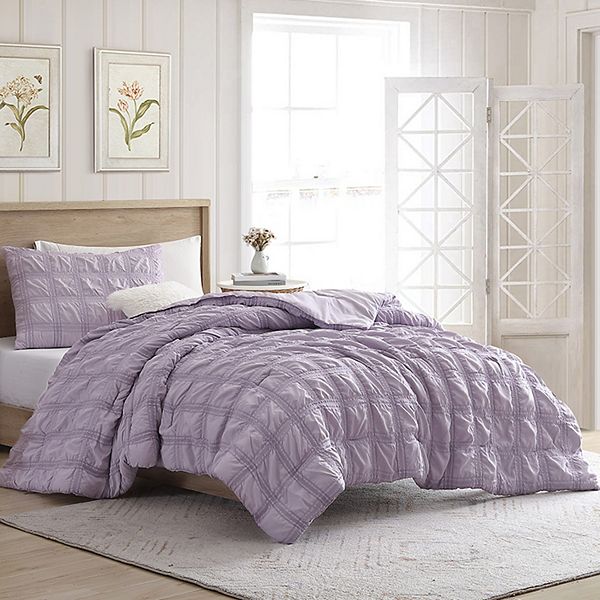 Swift Home Modern Textured Seersucker on Check Pattern Comforter Set ...