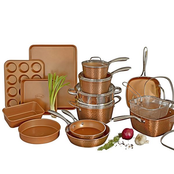 Refurbished Gotham Steel 7259 Cookware and Bakeware Set with Nonstick Durable Ceramic Copper Coating