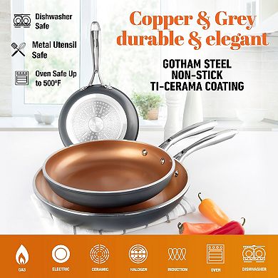 Gotham Steel 3-pc. Ti-Ceramic Nonstick Frypan Set