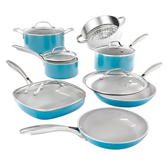 Gotham Steel Aqua Blue 12 pc Ti-Ceramic Nonstick Cookware Set
