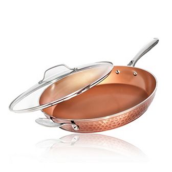 Gotham Steel Hammered 14 in Nonstick Deep Saute Pan with Lid