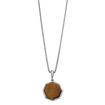SIRI USA by TJM Men's Sterling Silver Tiger Eye Pendant Necklace