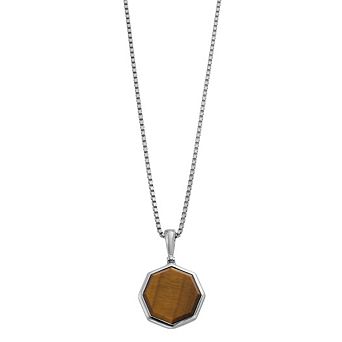 SIRI USA by TJM Men's Sterling Silver Tiger Eye Pendant Necklace