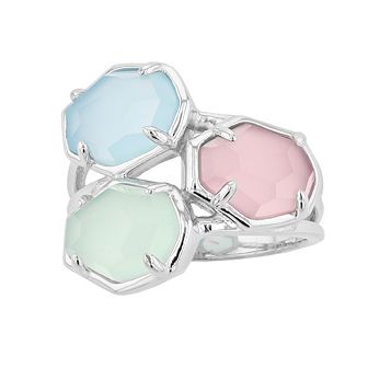 SIRI USA by TJM Sterling Silver Apple, Blue & Lavender Chalcedony 3 Stone Ring