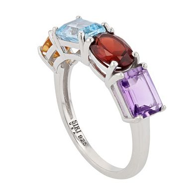 SIRI USA by TJM Sterling Silver Faceted Multi Semi-Precious Stones Ring