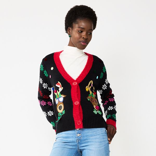 Women s Celebrate Together Button Front Christmas Sweater Cardigan