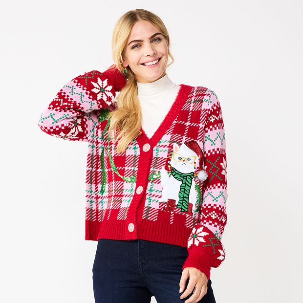 Women s Celebrate Together Button Front Christmas Sweater Cardigan