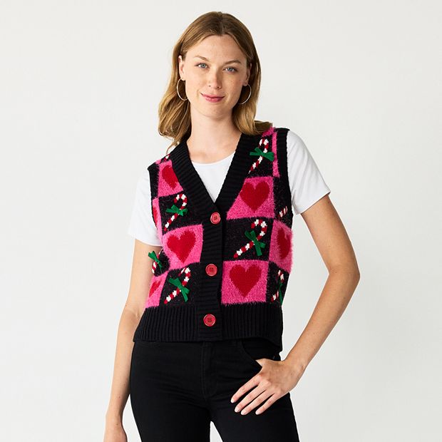 Women's button front sweater on sale vest