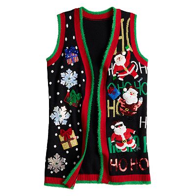 Women s Celebrate Together Sleeveless Open Front Christmas Vest