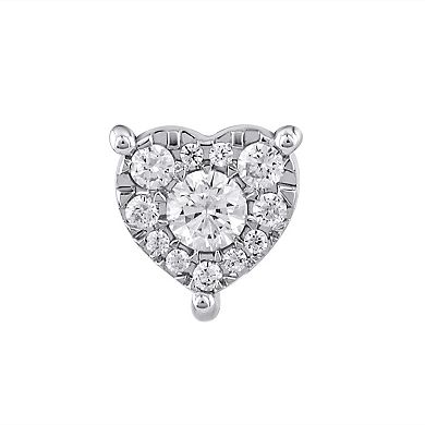 10k White Gold 1/5 Carat T.W. Diamond Heart Stud Earrings