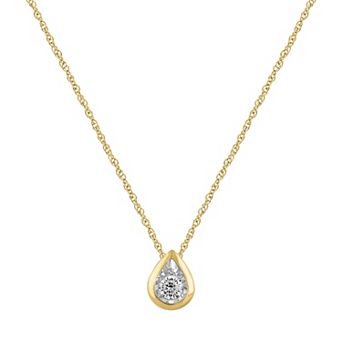 10k Gold 1/10 Carat T.W. Diamond Teardrop Pendant Necklace