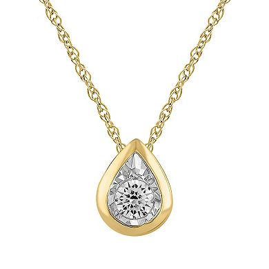 10k Gold 1/10 Carat T.W. Diamond Drop Pendant Necklace
