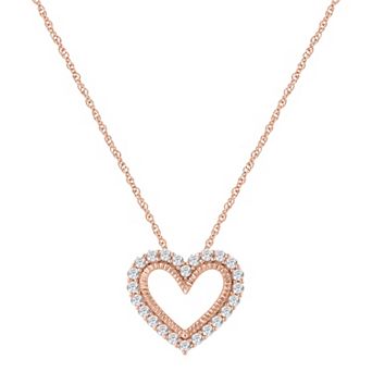 10k Rose Gold 1/5 Carat T.W. Diamond Heart Pendant Necklace