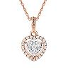 10k Rose Gold 1/4 Carat T.W. Diamond Heart Halo Pendant Necklace