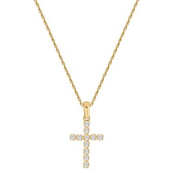 10k Gold 1/5 Carat T.W. Diamond Cross Pendant Necklace