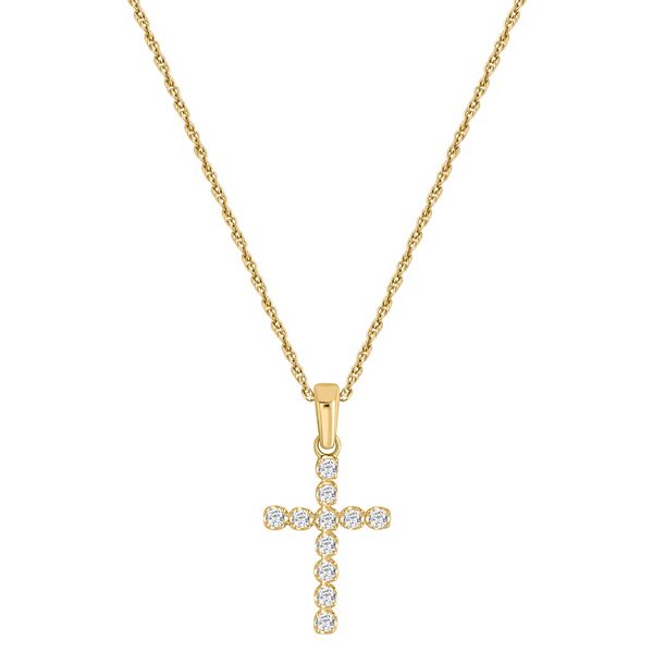 10k Gold 1/5 Carat T.W. Diamond Cross Pendant Necklace