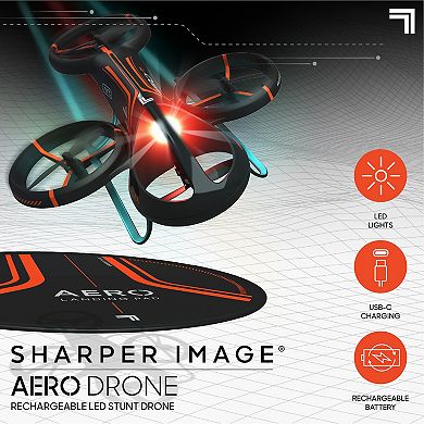 Sharper Image Drone Aero Stunt LED R/C Drone