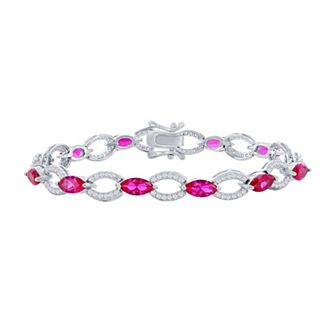 Argento Bella Sterling Silver Gemstone Tennis Bracelet