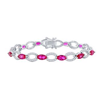 Argento Bella Sterling Silver Gemstone Tennis Bracelet