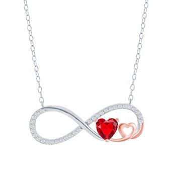 Argento Bella Sterling Silver Gemstone Infinity Double Heart Pendant Necklace