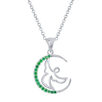 Argento Bella Sterling Silver Gemstone & Cubic Zirconia Angel Circle Pendant Necklace
