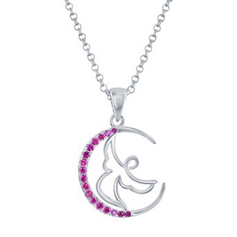 Argento Bella Sterling Silver Gemstone & Cubic Zirconia Angel Circle Pendant Necklace