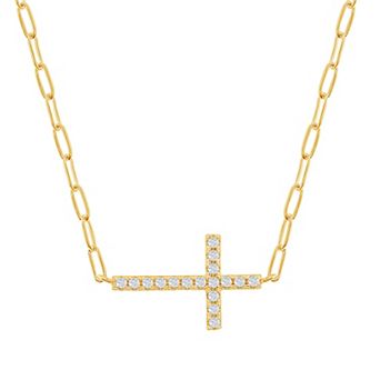 Argento Bella Sideways Cross Paper Clip Necklace