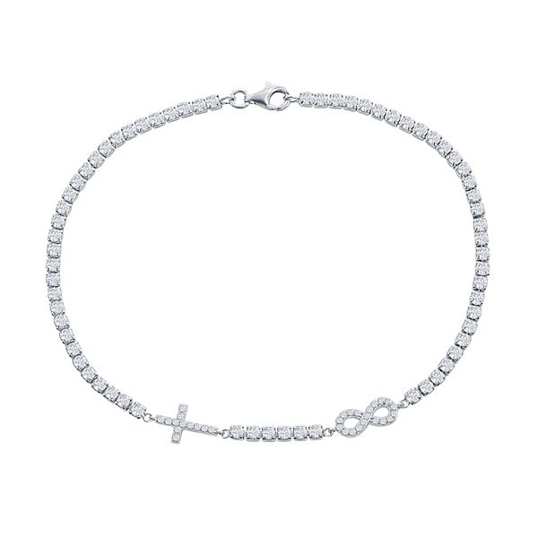 Cubic Zirconia Infinity & Cross Tennis Bracelet