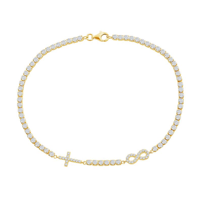 58742615 Cubic Zirconia Infinity & Cross Tennis Anklet, Wom sku 58742615