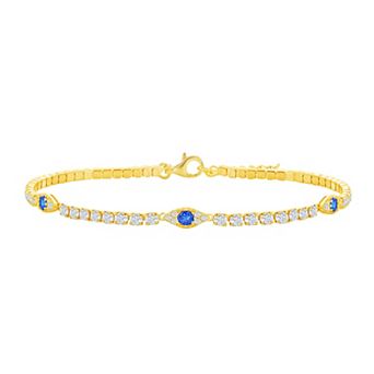 Argento Bella Cubic Zirconia Evil Eye Tennis Bracelet