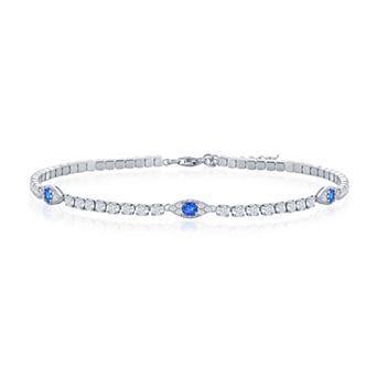Argento Bella Cubic Zirconia Evil Eye Tennis Bracelet