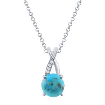 Nautica Rocks Sterling Silver Turquoise & Cubic Zirconia Bale Pendant Necklace