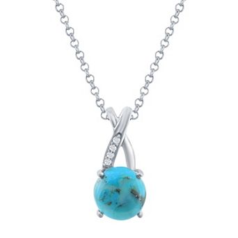Nautica Rocks Sterling Silver Turquoise & Cubic Zirconia Bale Pendant Necklace