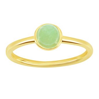 Argento Bella Sterling Silver Gold Plated Genuine Jade Solitaire Ring