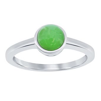 Argento Bella Sterling Silver Genuine Jade Solitaire Ring
