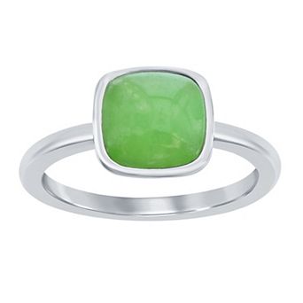 Argento Bella Sterling Silver Genuine Jade Solitaire Ring